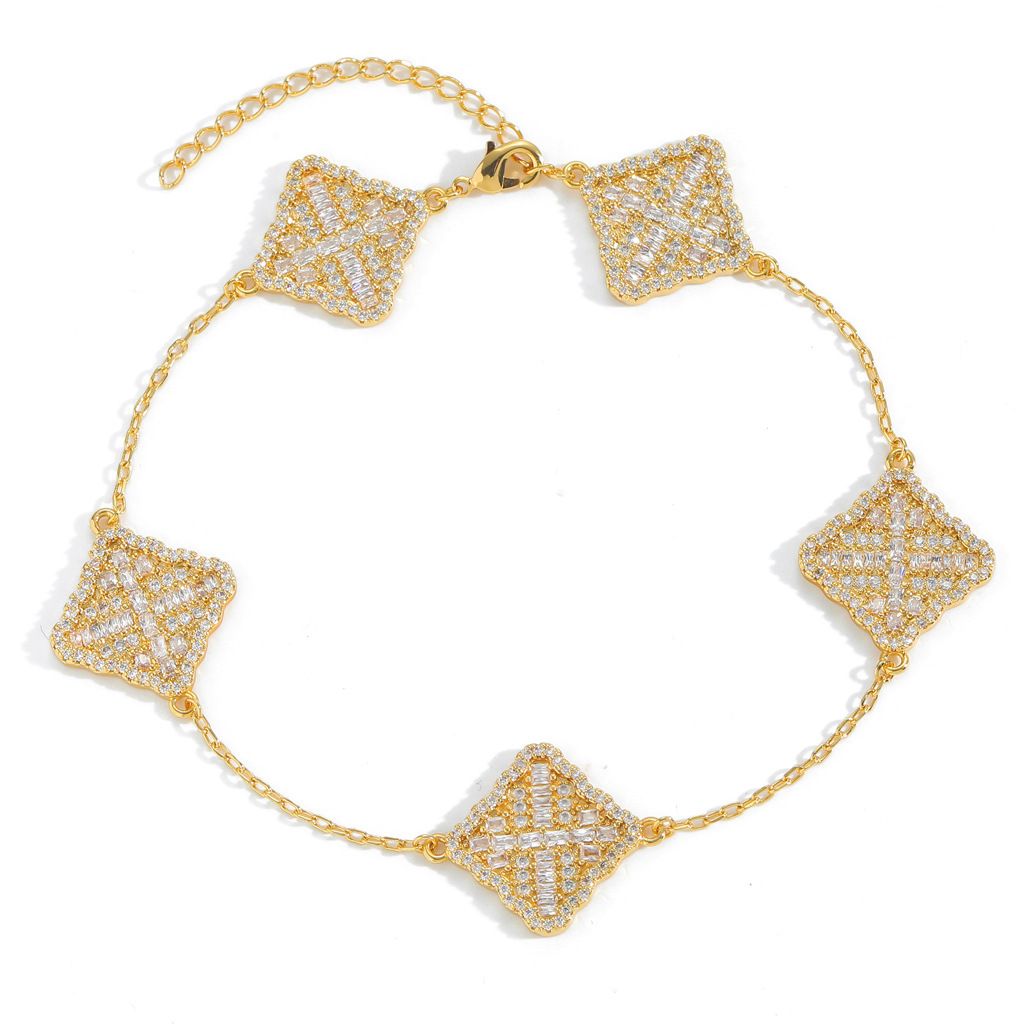 Women’s Jewelry Set Fashion New Lucky Four Leaf Clover Bracelet For Summer Women High End Gold Light Luxury Niche Copper And Diamond Jewelry_ipsvogv.com