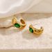 Unisex Hot Selling Fashion Simple Metal Oval Green Emerald Gold Plated Stainless Steel Earrings_ipsvogv.com