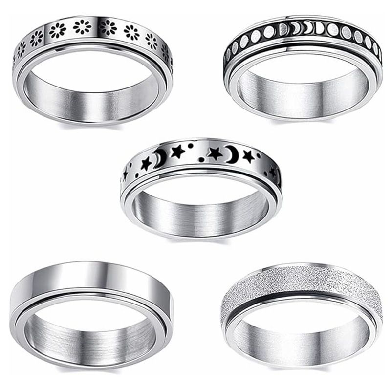 Jewelry & Accessories Rotatable Decompression Ring Titanium Steel Jewelry Set Couple Ring Wedding Ring_ipsvogv.com