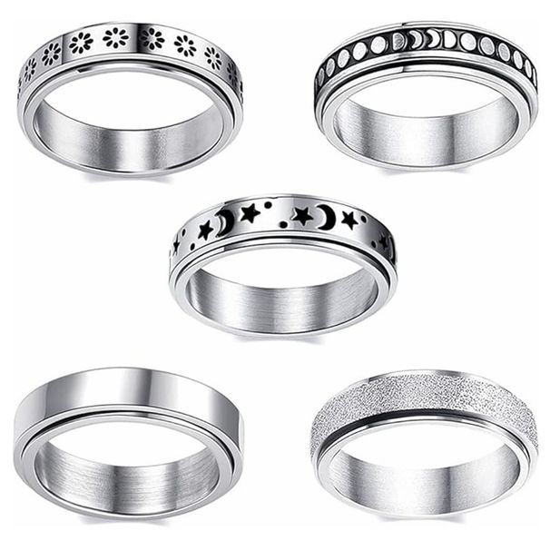 Jewelry & Accessories Rotatable Decompression Ring Titanium Steel Jewelry Set Couple Ring Wedding Ring_ipsvogv.com