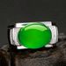 Luxury Ethnic Style Domineering Men's Agate Green Chalcedony Open Ring, Simple And Fashionable Jewelry_ipsvogv.com