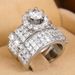 Cao Shi Ring Fashion Women's Engagement Set Ring Zircon Micro Inlaid Platinum Jewelry_ipsvogv.com