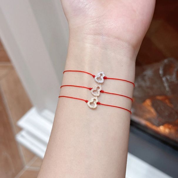 High Version Rose Gold French Gourd Red Rope Women's Diamond Inlaid Woven Bracelet, Zodiac Year_ipsvogv.com