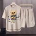Men's Clothing 2024 Waffle Casual Summer Suit Men's Loose Teen Short sleeved T shirt Shorts Handsome Two piece Suit_ipsvogv.com