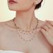 Lapis Lazuli Layered Necklace Natural Stone Beaded Titanium Steel Chain Jewelry PVD Gold Plated_ipsvogv.com