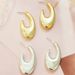 Trendy U-shaped earrings for women with gold oval stud earrings_ipsvogv.com