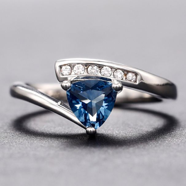 Cao Shi's New Handicraft Twisted Micro Inlaid Ink Blue Zircon Ring Romantic Light Style Women's Ring_ipsvogv.com