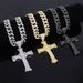 Unisex Cross Diamond Alloy Pendant Men's Cool Trendy Rap Hip Hop Style Cuban Chain_ipsvogv.com