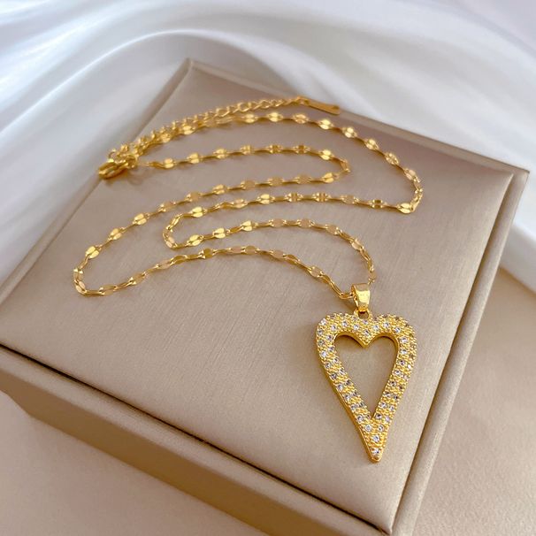 Love 【 】 Full Diamond Light Luxury Banquet Necklace Female Internet Celebrity Versatile Clavicle Titanium Steel Chain 【 】_ipsvogv.com