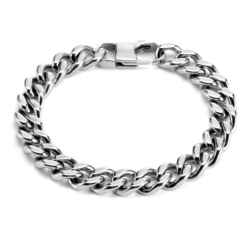 Hip-Hop Minimalist Style Titanium Steel Encrypted Four-Sided Polished Cuban Bracelet Men's Fashion Wristband Jewelry_ipsvogv.com