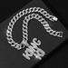 Double Row Full Diamond KINGKI Letter Pendant, Hip-hop Cuban Necklace Jewelry, Personalized Accessories_ipsvogv.com
