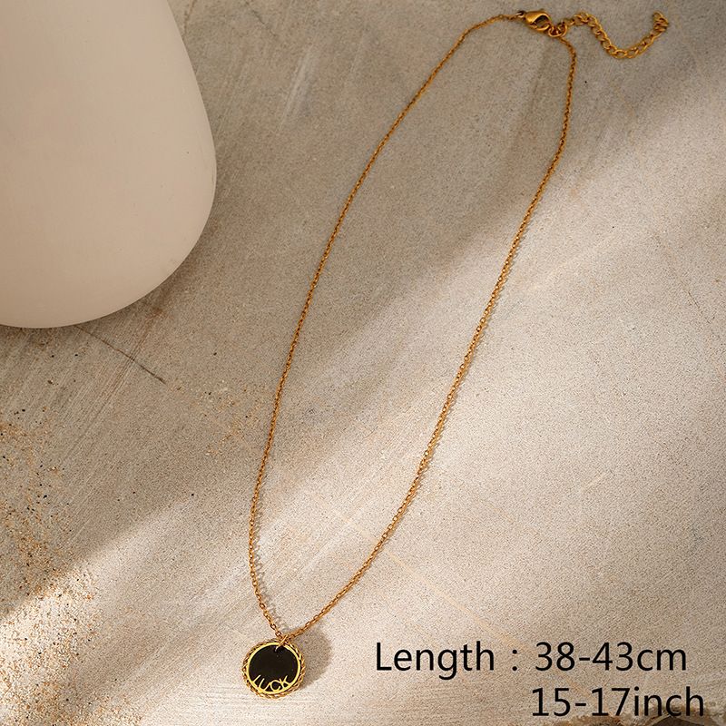 Double Layer Obsidian Natural Stone Water Drop Pendant Necklace Fashionable And Versatile Gold Plated Clavicle Chain Stainless Steel Necklace_ipsvogv.com