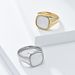 Light luxury style square seal inlaid shell titanium steel ring men and women wedding ring commuting fashion wear accessories_ipsvogv.com