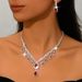 Women’s Jewelry Set Fashion Bridal Suits With Full Diamond Teardrop Shaped Diamond Necklace And Earrings Simple SuitsBridal Dress Accessories_ipsvogv.com