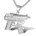 Hip Hop Jewelry Titanium Steel Gold-Plated Diamond-Studded Submachine Gun Pendant Necklace_ipsvogv.com