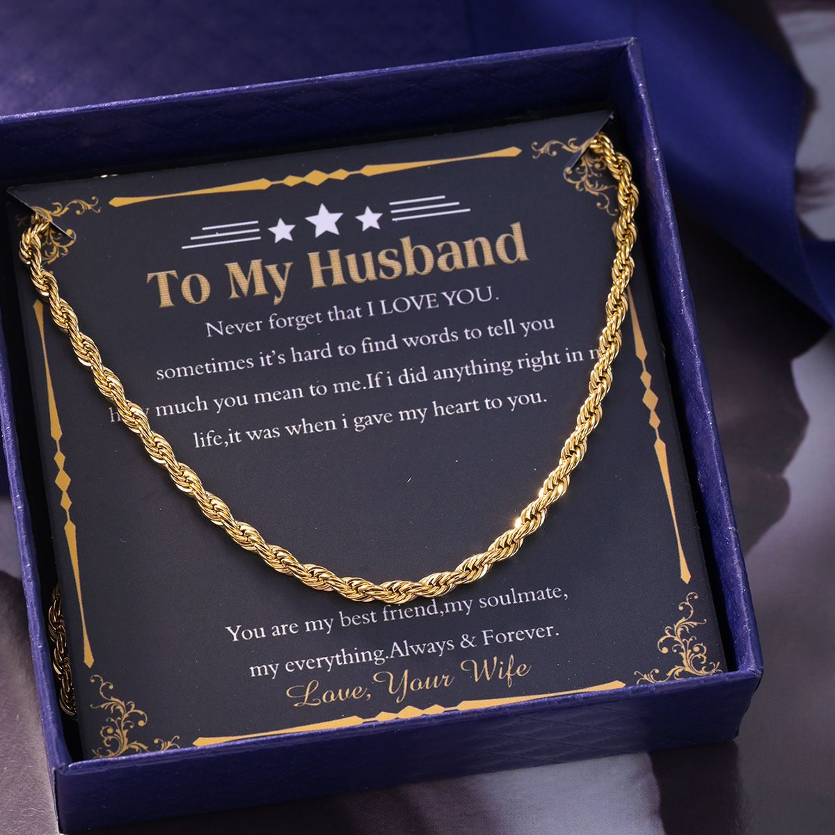 Fashion simple street simple twist chain partner husband gift box card packaging long necklace 60cm_ipsvogv.com