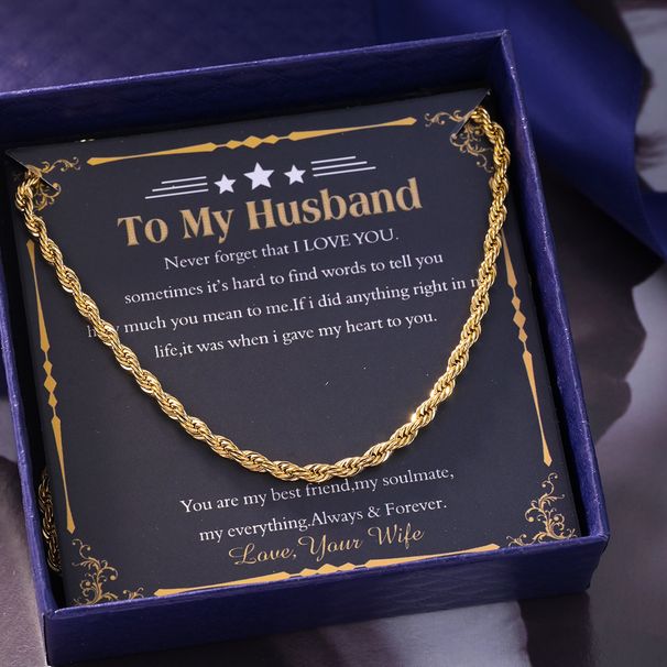Fashion simple street simple twist chain partner husband gift box card packaging long necklace 60cm_ipsvogv.com