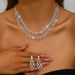 3-Piece Rhinestone Jewelry Set - Necklace, Earrings & Bracelet With Full Diamond Accents, Elegant Women's Accessories_ipsvogv.com