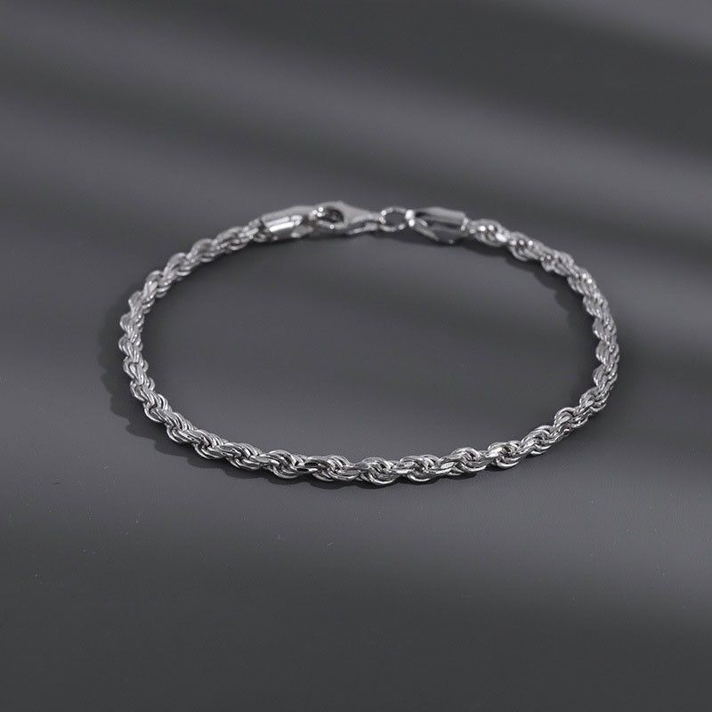 Cuban Braided Hip-Hop Trendy Titanium Steel Thin Bracelet Niche Men's Non-Fading Jewelry Chain_ipsvogv.com
