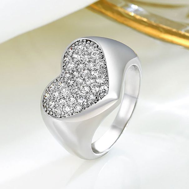 Personality Sweet Heart Shaped Aperture Zircon Ring High Grade Micro Inlaid Zircon Peach Heart Engagement Party Female Ring_ipsvogv.com