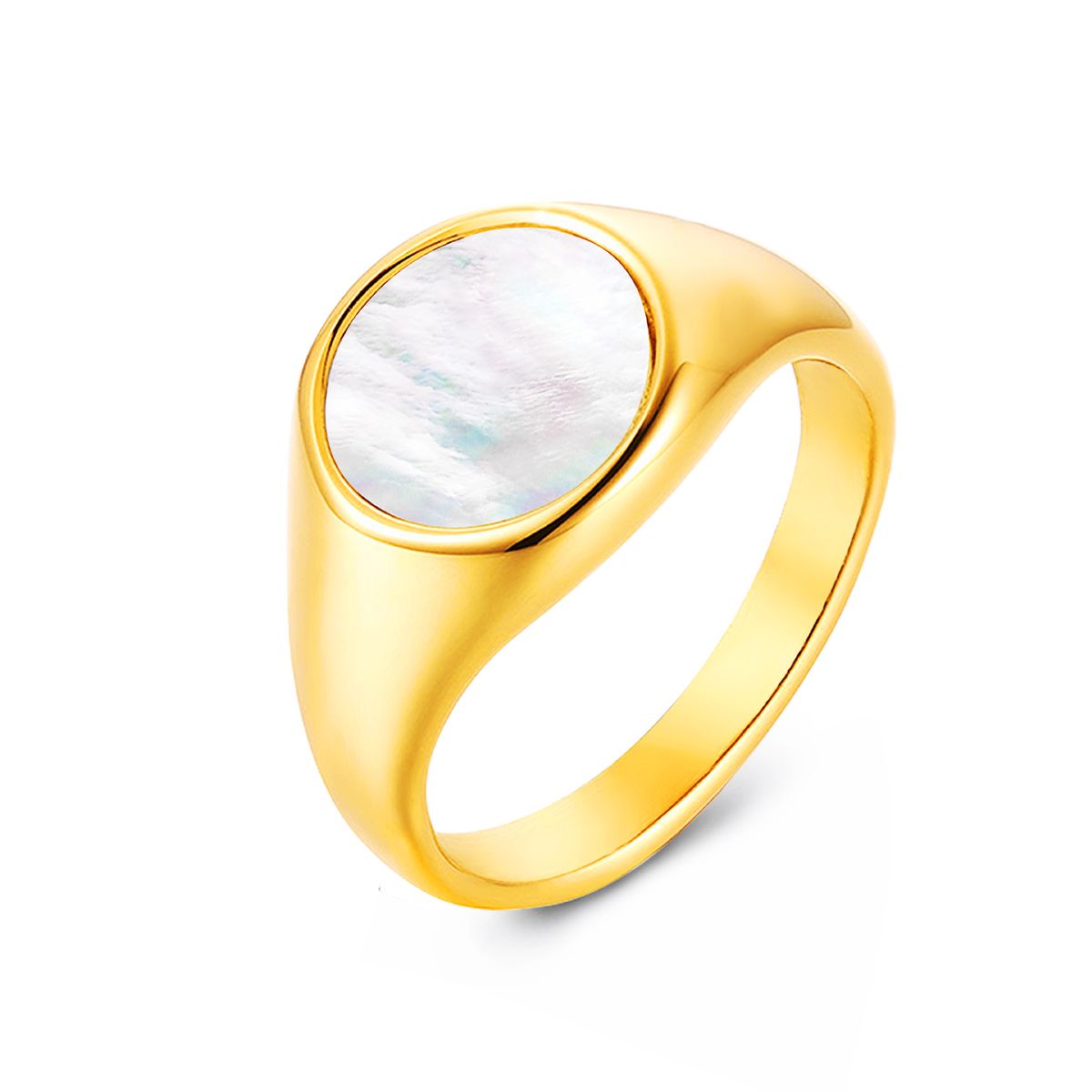 Women's Jewelry Titanium Steel Inlaid White Shell Ring Classic All Match Personalized Stainless Steel Hand Jewelry Fashion Ring_ipsvogv.com