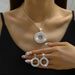 Women’s Jewelry Set Fashion Brand New Large Silver Full Diamond Earrings Hoop Atmospheric Necklace Women's Suit_ipsvogv.com