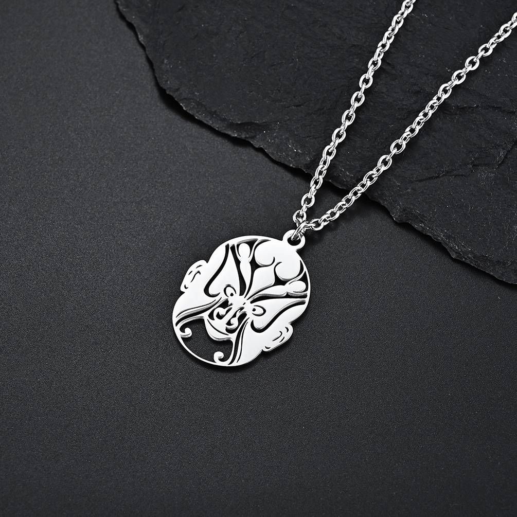 Chinese style national trend new Sichuan opera mask titanium steel pendant face changing mask trendy men and women dress up necklace pendant_ipsvogv.com