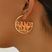 Personalized style women's with geometric flower drip oil design, niche high-end feeling earr, versatile letter_ipsvogv.com