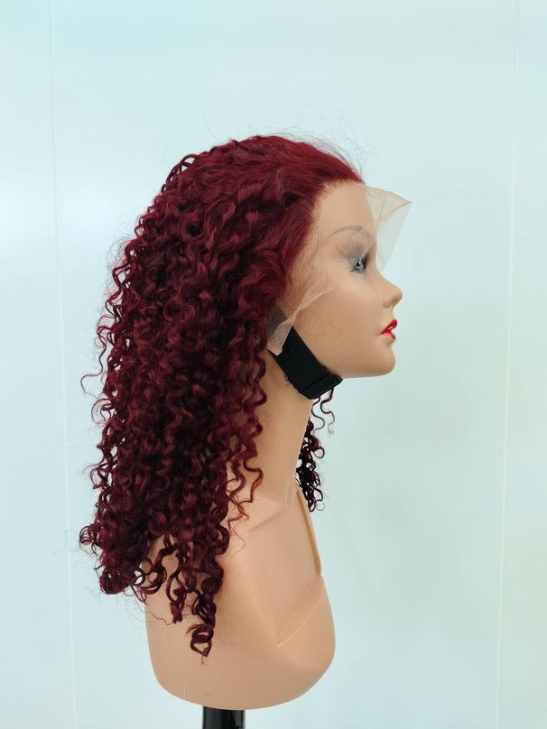Afro Kinky Curly 13x4 Lace Closure Wig Human Hair 99J Wine Colored 20in Wig Curly Human Hair Wigs_ipsvogv.com