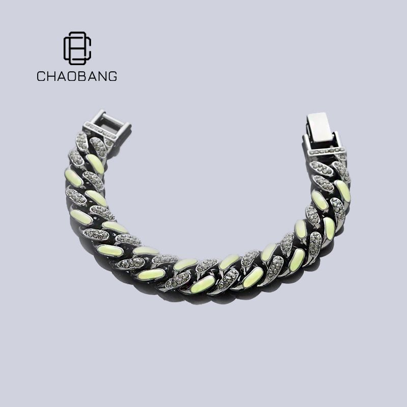 Luminous Contrast Color Double Layer Titanium Steel Bracelet Unisex Non-Fading High-End Versatile Hip Hop Accessory Simple Cuban Jewelry_ipsvogv.com