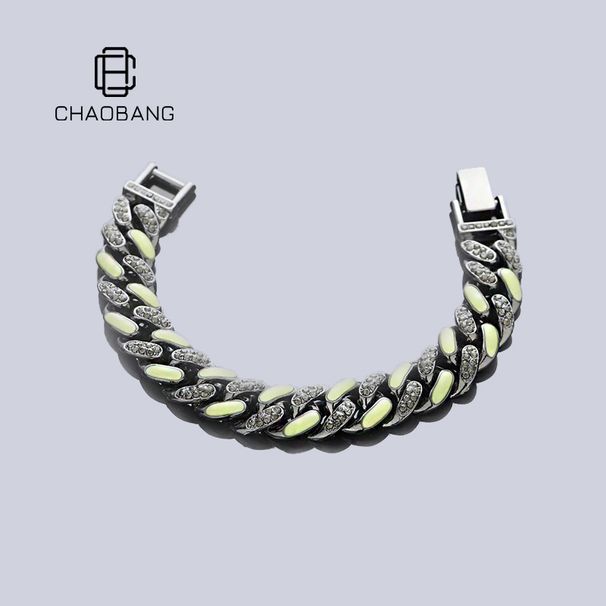 Luminous Contrast Color Double Layer Titanium Steel Bracelet Unisex Non-Fading High-End Versatile Hip Hop Accessory Simple Cuban Jewelry_ipsvogv.com
