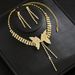 Wedding Butterfly Necklace Earrings Bridal Accessories Banquet Jewelry Set_ipsvogv.com