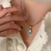 Meichen French Transparent Green Water Droplets Blue Ocean Collar Chain Fashionable And Personalized Titanium Steel Gold_ipsvogv.com