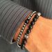 Jewelry 8mm Black Frosted Copper Beads Diamond Spacer Elastic Set Bracelet Accessories Men_ipsvogv.com