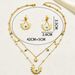 New fashion trend earrings, collarbone chain, women's set, niche inlaid turquoise design, ear buckle necklace, headwear_ipsvogv.com
