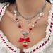Sweet Instagram Style Strawberry Bow Pendant Necklace, Women's Metal Chain, Stacked Choker Necklace_ipsvogv.com