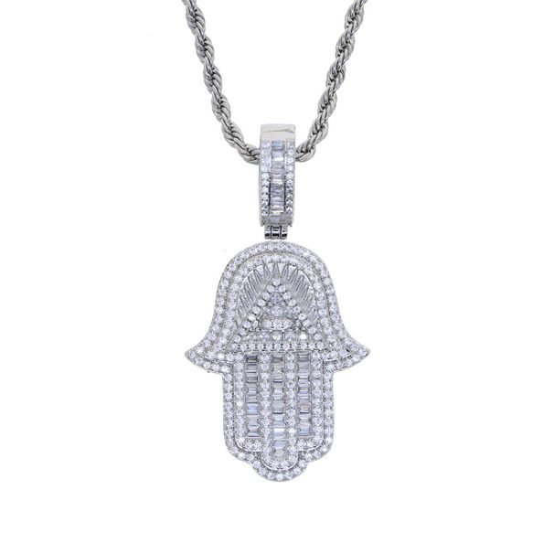 Pendant Necklaces New Hip Hop Palm Pendant Trend Inlaid Zircon Jewelry Couple Necklace_ipsvogv.com