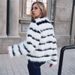 Women's Clothing Black and white color block fox fur coat winter fur coat women's round neck long sleeve fur women's tops_ipsvogv.com