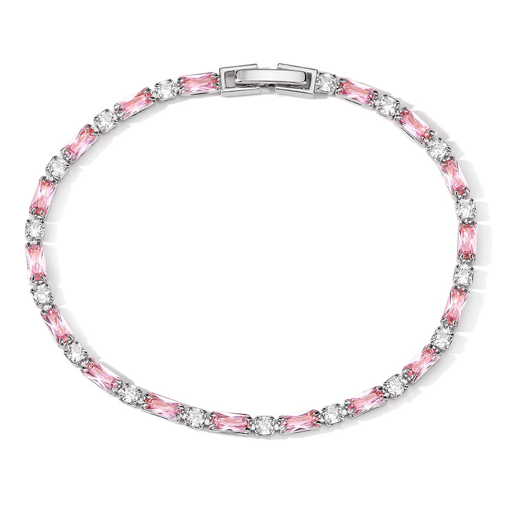 FEEHOW White Pink Zircon Bracelet, Simple And Small, High End, Versatile, Full Dia, Colorful Handicraft For Women_ipsvogv.com