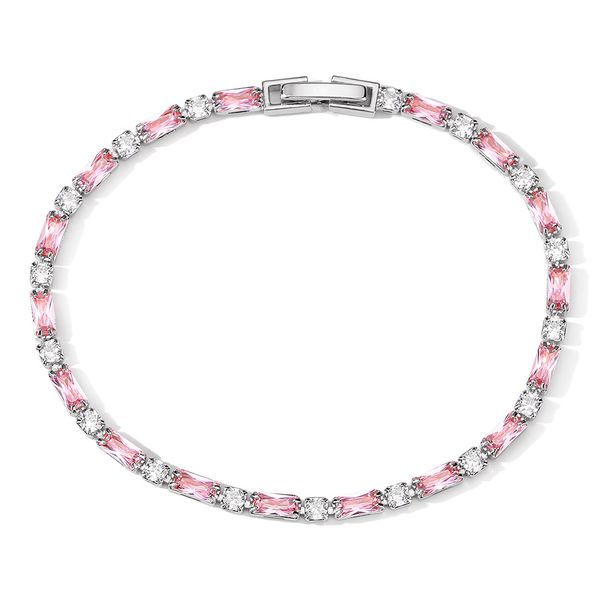 FEEHOW White Pink Zircon Bracelet, Simple And Small, High End, Versatile, Full Dia, Colorful Handicraft For Women_ipsvogv.com