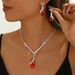 Hot Selling Water Drop Geometric Crystal Necklace Earrings Two-Piece Set Jewelry For Women_ipsvogv.com
