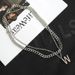 Titanium Steel Personalized Letter W Necklace Double Layer Stacked Sweater Chain Versatile Simple Hip Hop Cuban Chain Version Of Men And Women Trend_ipsvogv.com
