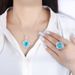 Zhuang Shengsheng Jewelry Copper Bottom Gold Plated Simulation Paraiba Heart Shaped Pendant Ring Set Main Stone * 15_ipsvogv.com