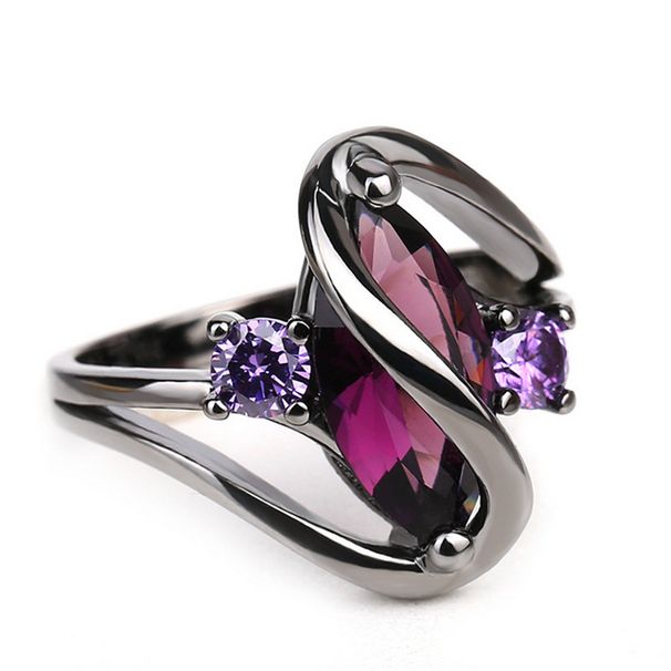 Blue Horse Eye Ring Women's Black Gold Electroplated Handpiece Sapphire Rings_ipsvogv.com