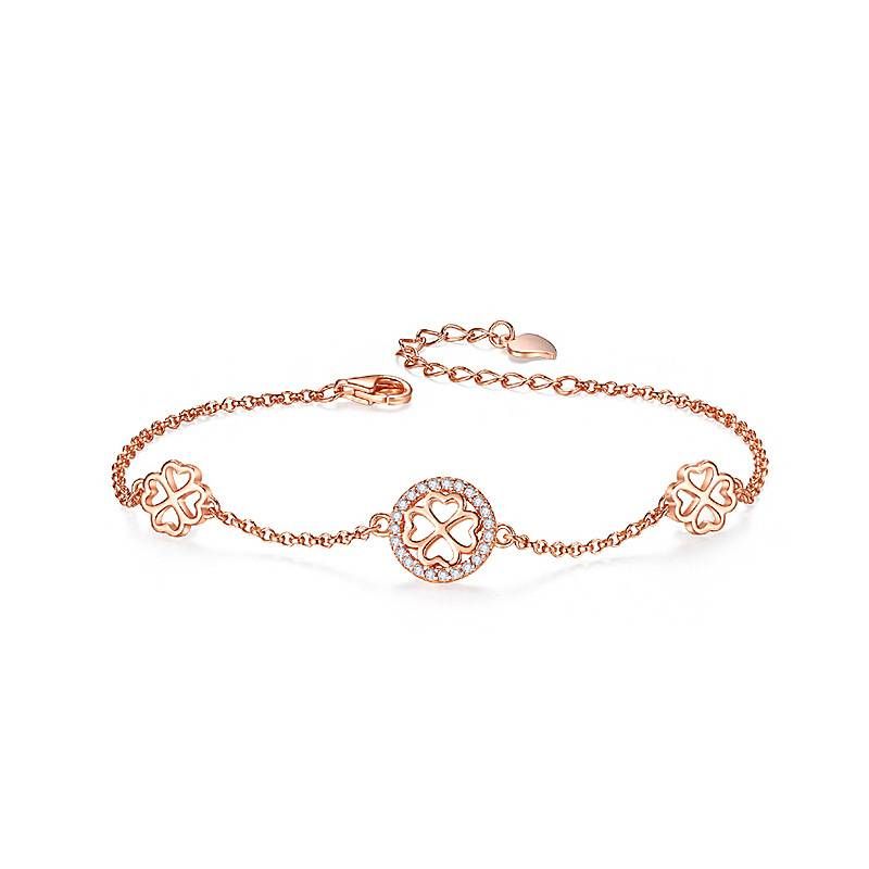 Women's Jewelry Lucky Four Leaf Clover Bracelet 925 Sterling Silver Bracelet Star Plate Short Girlfriend Birthday Gift Simple Style_ipsvogv.com