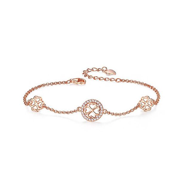 Women's Jewelry Lucky Four Leaf Clover Bracelet 925 Sterling Silver Bracelet Star Plate Short Girlfriend Birthday Gift Simple Style_ipsvogv.com