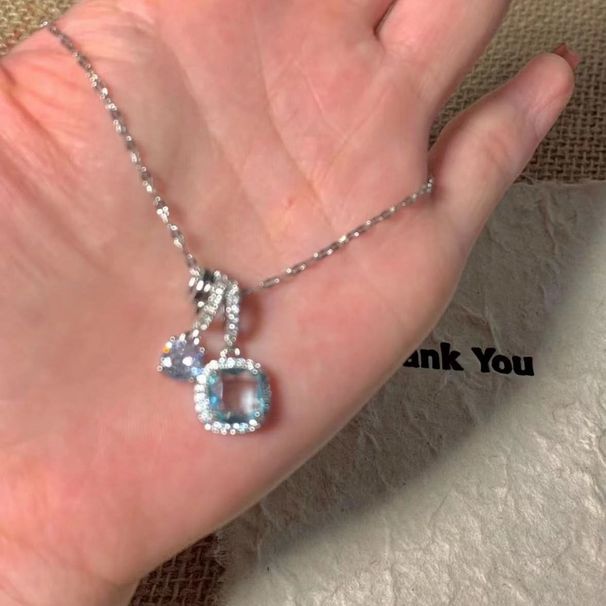 Clear Cold Water Blue Zircon For Women, Light Luxury, High-end, Niche, Collarbone Chain Temperament, Exquisite Full_ipsvogv.com