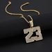 Hip Hop New Digital 23 Alloy Full Diamond Pendant Fashion Fried Dough Twists Chain Personality Men's Necklace Jewelry_ipsvogv.com