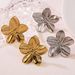 Gold Color Five-Leaf Shaped High-Quality Texture Exaggerated Earrings Artistic Flower Studs_ipsvogv.com