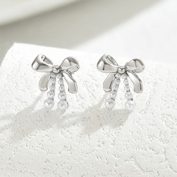 2024 new Korean version women's with zircon inlay, niche bow design, earrings, versatile earrings_ipsvogv.com